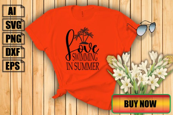 I Love Swimming in Summer Graphics
