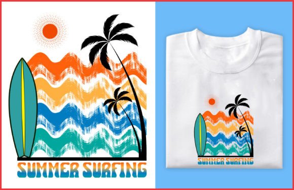 Summer Surfing Beach T-shirt Design Graphics